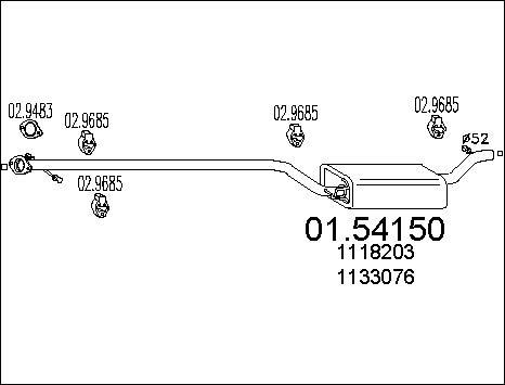 MTS 01.54150 - Vidējais izpl. gāzu trokšņa slāpētājs www.autospares.lv