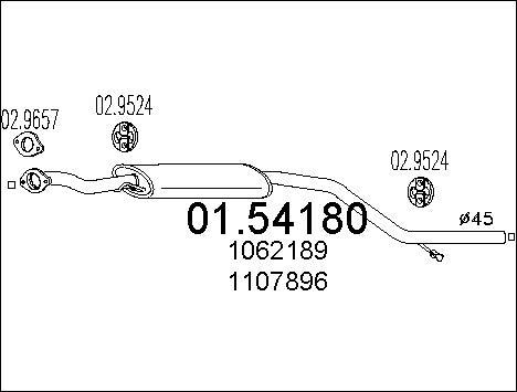 MTS 01.54180 - Vidējais izpl. gāzu trokšņa slāpētājs www.autospares.lv