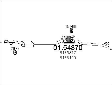 MTS 01.54870 - Vidējais izpl. gāzu trokšņa slāpētājs www.autospares.lv