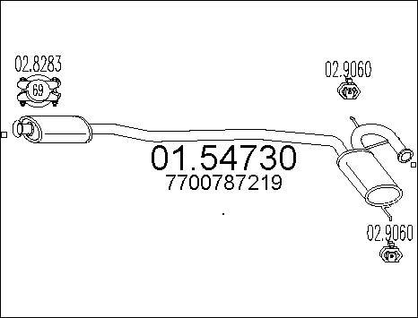 MTS 01.54730 - Vidējais izpl. gāzu trokšņa slāpētājs www.autospares.lv