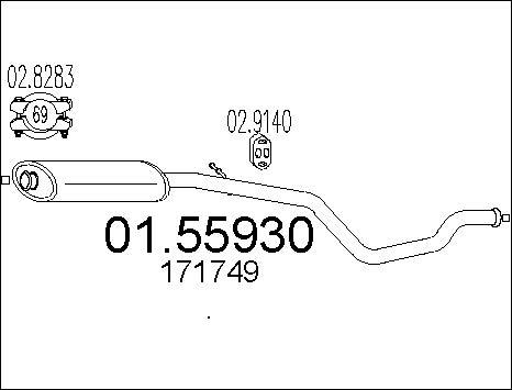 MTS 01.55930 - Vidējais izpl. gāzu trokšņa slāpētājs www.autospares.lv