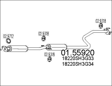 MTS 01.55920 - Vidējais izpl. gāzu trokšņa slāpētājs www.autospares.lv