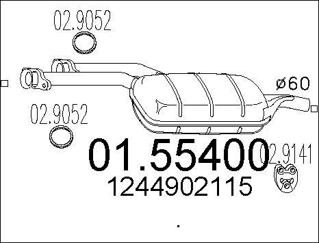 MTS 01.55400 - Vidējais izpl. gāzu trokšņa slāpētājs www.autospares.lv