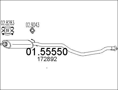 MTS 01.55550 - Vidējais izpl. gāzu trokšņa slāpētājs www.autospares.lv