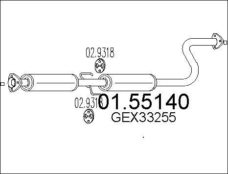 MTS 01.55140 - Vidējais izpl. gāzu trokšņa slāpētājs www.autospares.lv