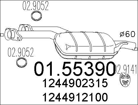 MTS 01.55390 - Vidējais izpl. gāzu trokšņa slāpētājs www.autospares.lv