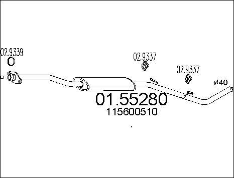 MTS 01.55280 - Vidējais izpl. gāzu trokšņa slāpētājs www.autospares.lv