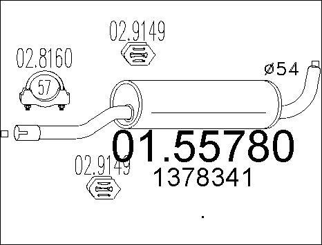 MTS 01.55780 - Vidējais izpl. gāzu trokšņa slāpētājs www.autospares.lv