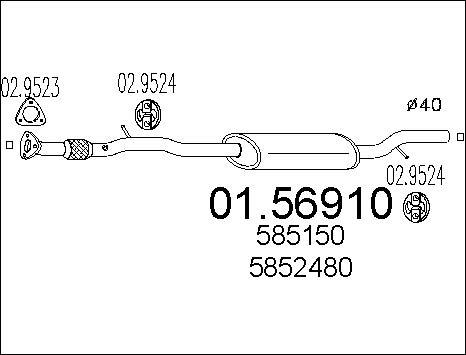 MTS 01.56910 - Vidējais izpl. gāzu trokšņa slāpētājs www.autospares.lv