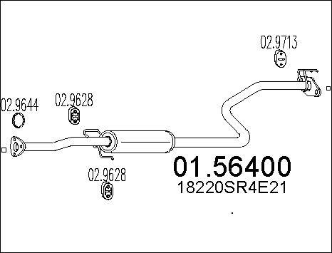 MTS 01.56400 - Vidējais izpl. gāzu trokšņa slāpētājs www.autospares.lv