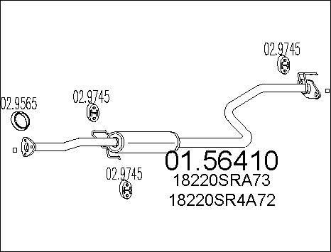 MTS 01.56410 - Vidējais izpl. gāzu trokšņa slāpētājs www.autospares.lv