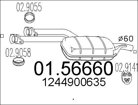 MTS 01.56660 - Vidējais izpl. gāzu trokšņa slāpētājs www.autospares.lv