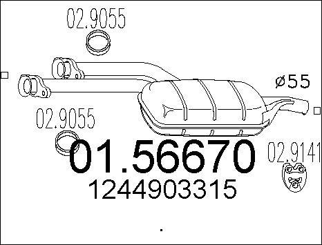 MTS 01.56670 - Vidējais izpl. gāzu trokšņa slāpētājs www.autospares.lv