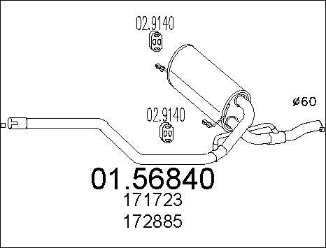 MTS 01.56840 - Vidējais izpl. gāzu trokšņa slāpētājs www.autospares.lv