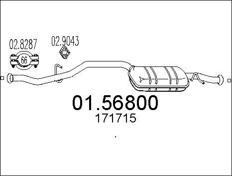 MTS 01.56800 - Vidējais izpl. gāzu trokšņa slāpētājs www.autospares.lv