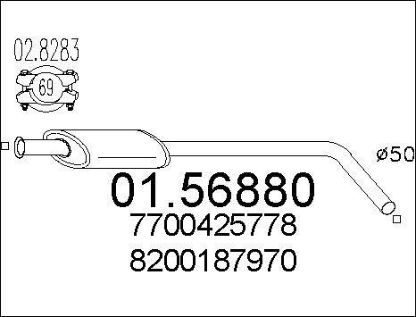 MTS 01.56880 - Vidējais izpl. gāzu trokšņa slāpētājs www.autospares.lv