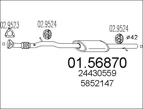 MTS 01.56870 - Vidējais izpl. gāzu trokšņa slāpētājs www.autospares.lv