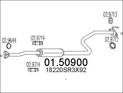 MTS 01.50900 - Vidējais izpl. gāzu trokšņa slāpētājs www.autospares.lv