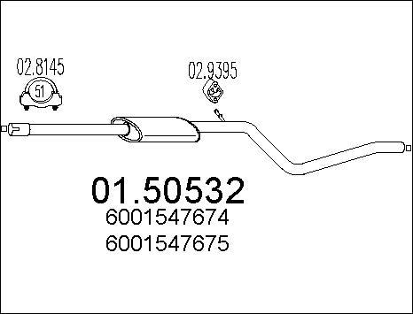 MTS 01.50532 - Vidējais izpl. gāzu trokšņa slāpētājs www.autospares.lv