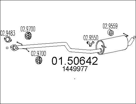 MTS 01.50642 - Vidējais izpl. gāzu trokšņa slāpētājs www.autospares.lv