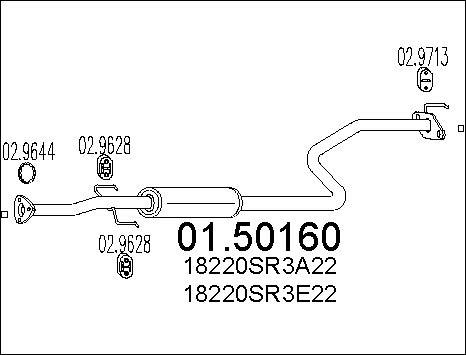 MTS 01.50160 - Vidējais izpl. gāzu trokšņa slāpētājs www.autospares.lv