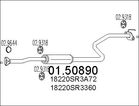 MTS 01.50890 - Vidējais izpl. gāzu trokšņa slāpētājs www.autospares.lv