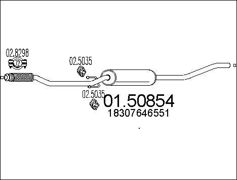 MTS 01.50854 - Vidējais izpl. gāzu trokšņa slāpētājs www.autospares.lv