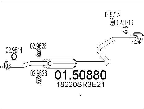 MTS 01.50880 - Vidējais izpl. gāzu trokšņa slāpētājs www.autospares.lv