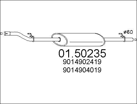 MTS 01.50235 - Vidējais izpl. gāzu trokšņa slāpētājs www.autospares.lv