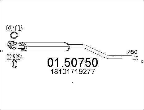 MTS 01.50750 - Vidējais izpl. gāzu trokšņa slāpētājs www.autospares.lv