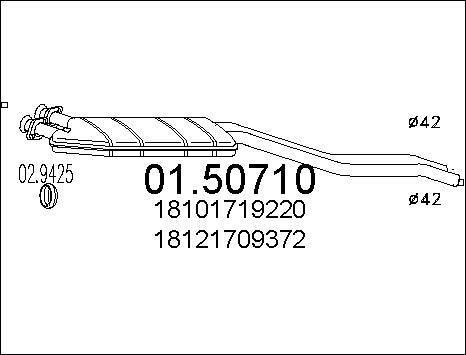 MTS 01.50710 - Vidējais izpl. gāzu trokšņa slāpētājs www.autospares.lv