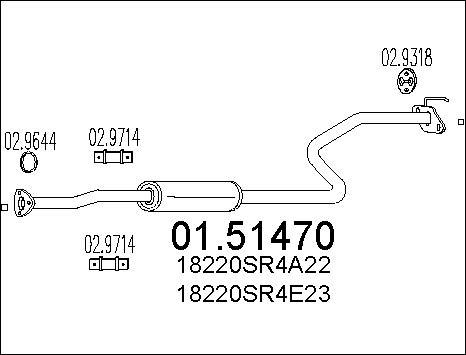 MTS 01.51470 - Vidējais izpl. gāzu trokšņa slāpētājs www.autospares.lv