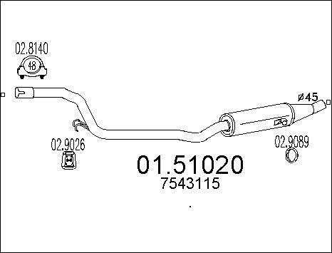 MTS 01.51020 - Vidējais izpl. gāzu trokšņa slāpētājs www.autospares.lv