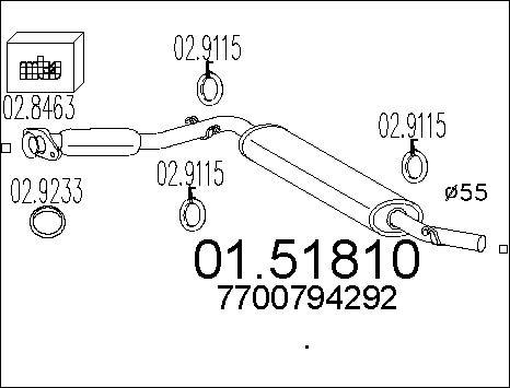 MTS 01.51810 - Vidējais izpl. gāzu trokšņa slāpētājs www.autospares.lv