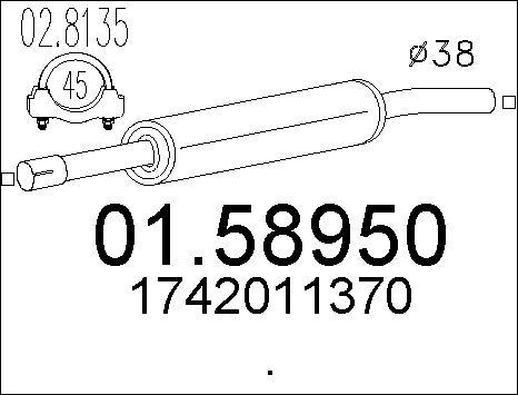 MTS 01.58950 - Vidējais izpl. gāzu trokšņa slāpētājs www.autospares.lv