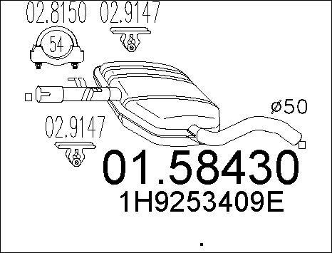 MTS 01.58430 - Vidējais izpl. gāzu trokšņa slāpētājs www.autospares.lv