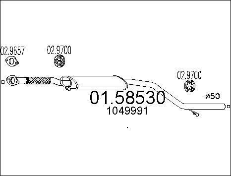 MTS 01.58530 - Vidējais izpl. gāzu trokšņa slāpētājs www.autospares.lv