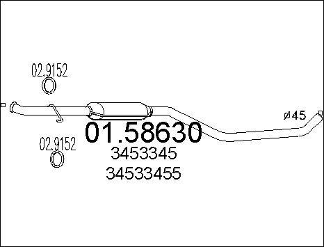 MTS 01.58630 - Vidējais izpl. gāzu trokšņa slāpētājs www.autospares.lv