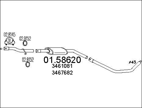 MTS 01.58620 - Vidējais izpl. gāzu trokšņa slāpētājs www.autospares.lv