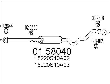 MTS 01.58040 - Vidējais izpl. gāzu trokšņa slāpētājs www.autospares.lv