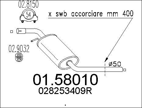 MTS 01.58010 - Vidējais izpl. gāzu trokšņa slāpētājs www.autospares.lv