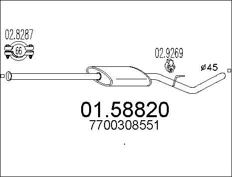 MTS 01.58820 - Vidējais izpl. gāzu trokšņa slāpētājs www.autospares.lv