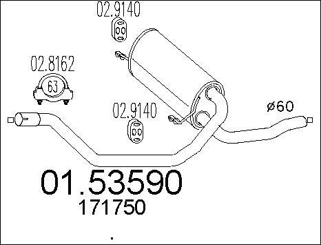 MTS 01.53590 - Vidējais izpl. gāzu trokšņa slāpētājs www.autospares.lv