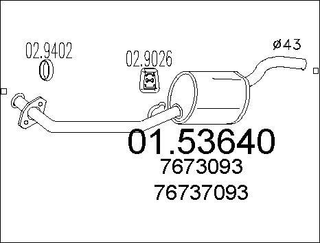 MTS 01.53640 - Vidējais izpl. gāzu trokšņa slāpētājs www.autospares.lv