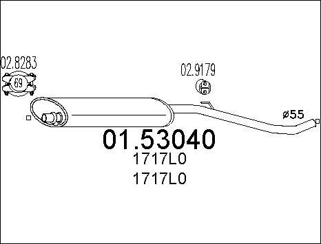 MTS 01.53040 - Vidējais izpl. gāzu trokšņa slāpētājs www.autospares.lv