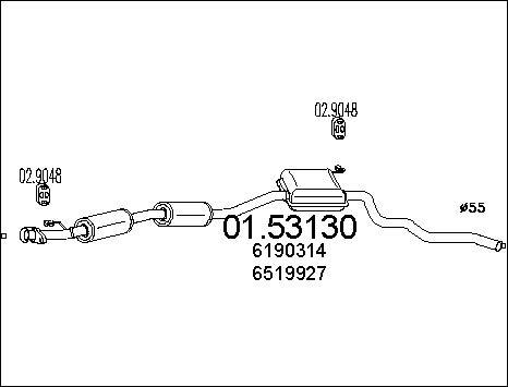 MTS 01.53130 - Vidējais izpl. gāzu trokšņa slāpētājs www.autospares.lv