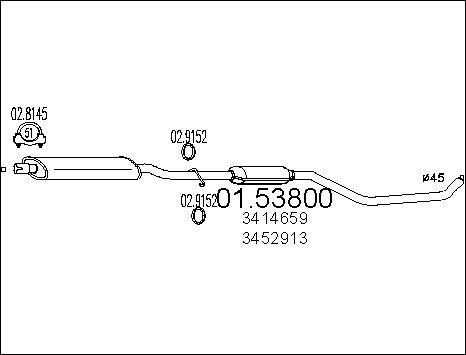 MTS 01.53800 - Vidējais izpl. gāzu trokšņa slāpētājs www.autospares.lv