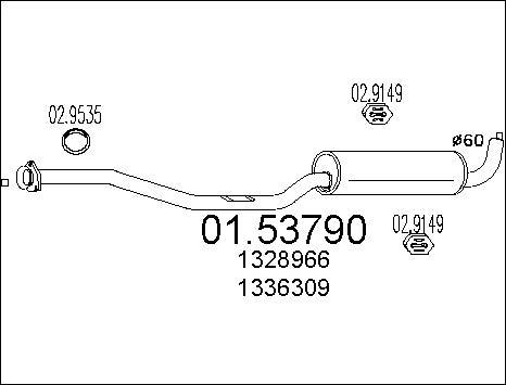 MTS 01.53790 - Vidējais izpl. gāzu trokšņa slāpētājs www.autospares.lv