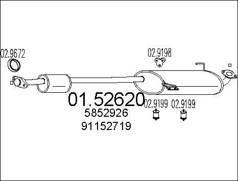 MTS 01.52620 - Vidējais izpl. gāzu trokšņa slāpētājs www.autospares.lv