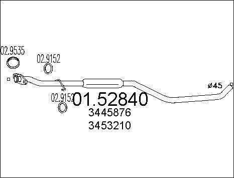 MTS 01.52840 - Vidējais izpl. gāzu trokšņa slāpētājs www.autospares.lv